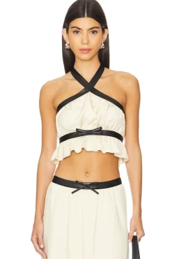 Women WeWoreWhat Matching Sets>Criss Cross Halter Top