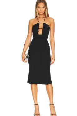 Women Bardot Dresses>Cristabel Plunge Midi Dress