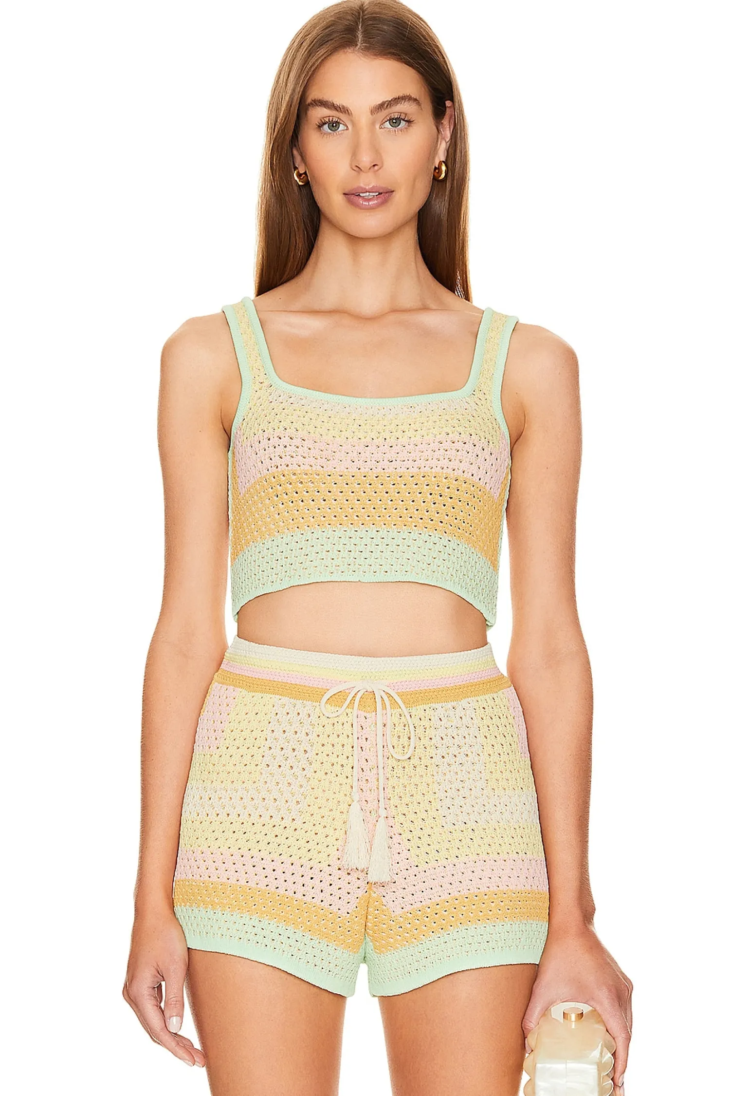 Women PQ Matching Sets>Crochet Crop Top