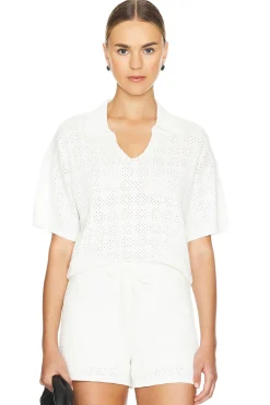 Women MONROW Matching Sets>Crochet Knit Oversized Polo Tee