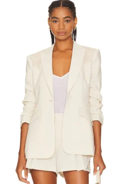 Women Cinq a Sept Jackets & Coats>Crochet Lace Scrunched Cheyenne Blazer