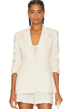 Women Cinq a Sept Jackets & Coats>Crochet Lace Scrunched Cheyenne Blazer