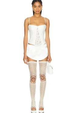 Women nastyamasha Lingerie & Sleepwear>Crochet Stockings With Floral Knees