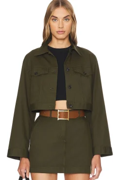 Women Theory Jackets & Coats>Crop Trucker Jacket