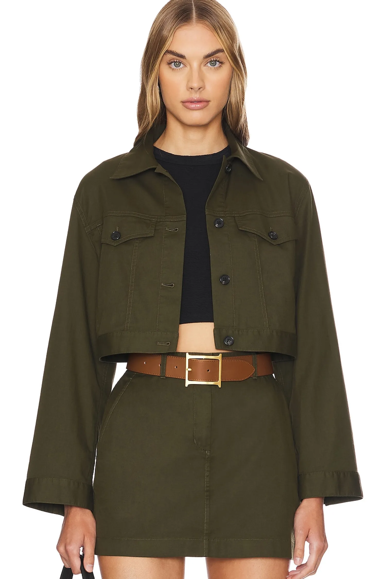 Women Theory Jackets & Coats>Crop Trucker Jacket