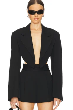 Women Alexander Wang Jackets & Coats>Cropped Blazer With Pointed Hem