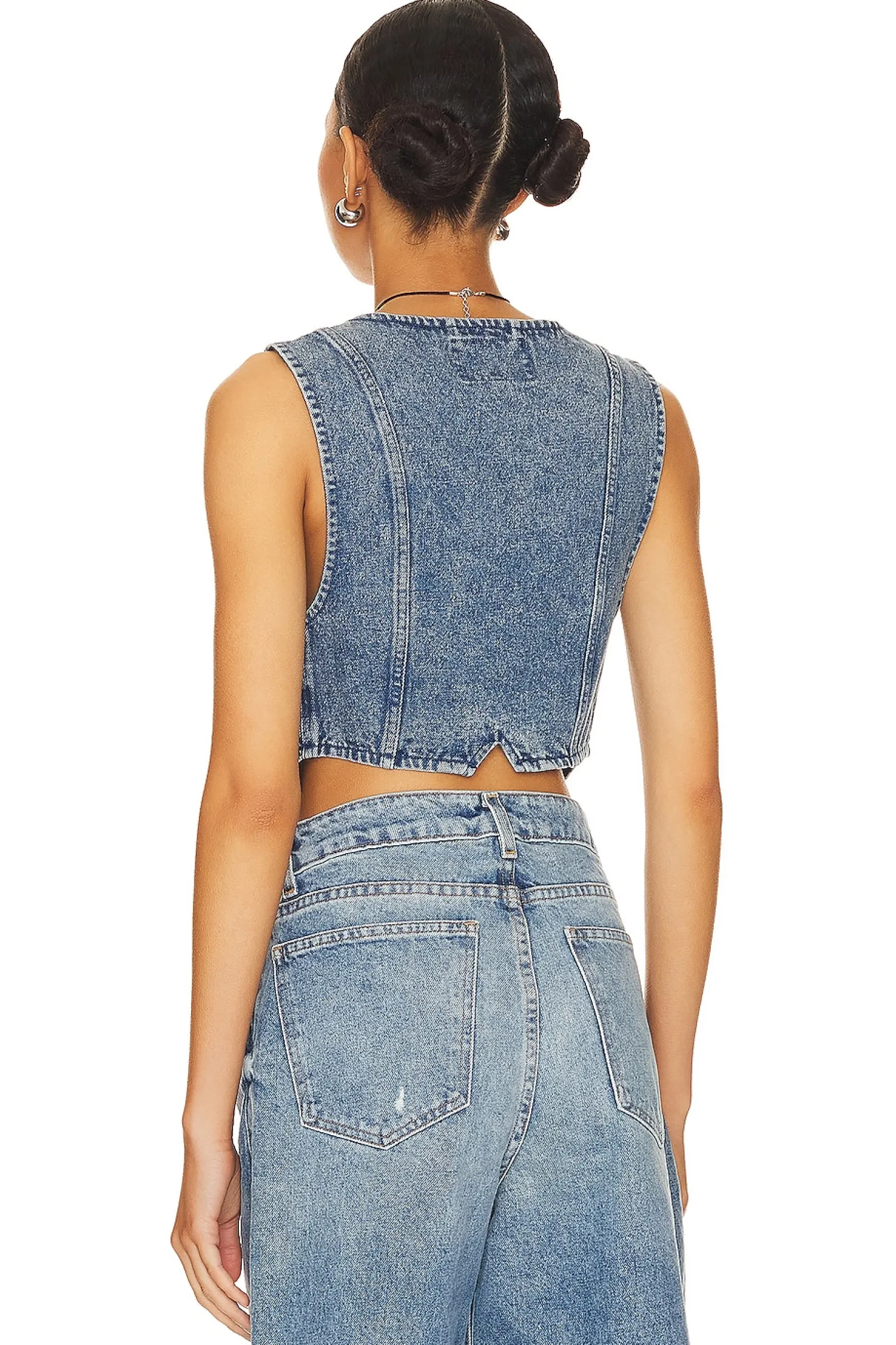 Women superdown Jackets & Coats>Cropped Denim Vest