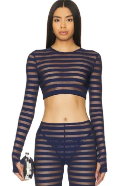 Women Norma Kamali Matching Sets>Cropped Long Sleeve Crewneck Top