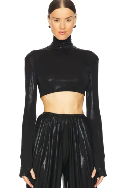 Women Norma Kamali Matching Sets>Cropped Slim Fit Long Sleeve Turtleneck Top