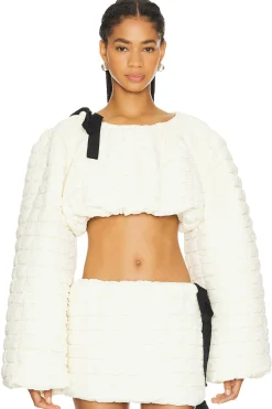 Women Milkwhite Matching Sets>Cropped Top