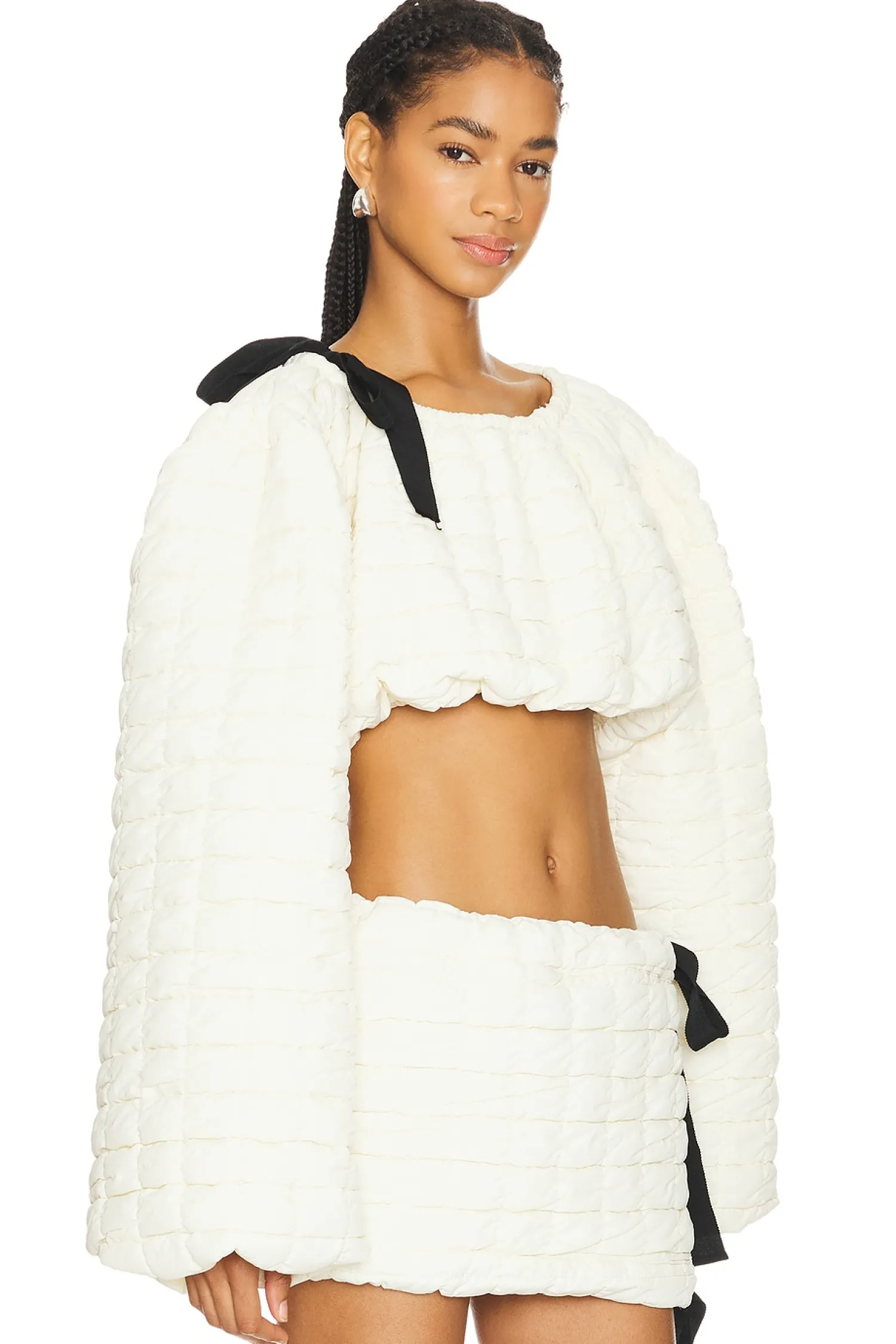 Women Milkwhite Matching Sets>Cropped Top