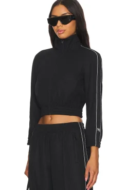 Women Alexander Wang Jackets & Coats>Cropped Track Jacket With Logo Webbing Tape