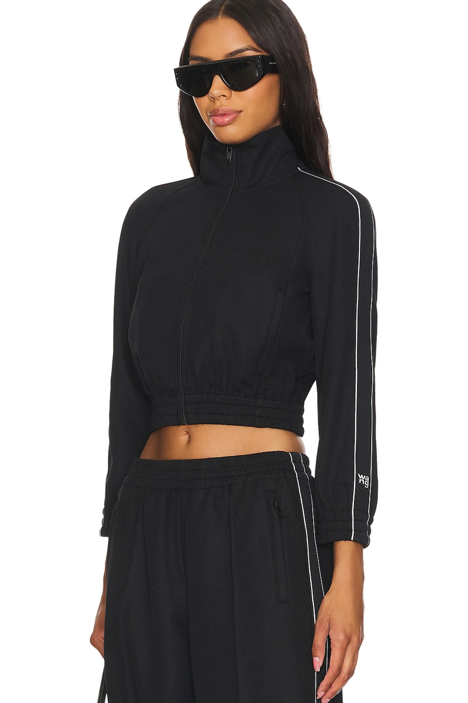 Women Alexander Wang Jackets & Coats>Cropped Track Jacket With Logo Webbing Tape