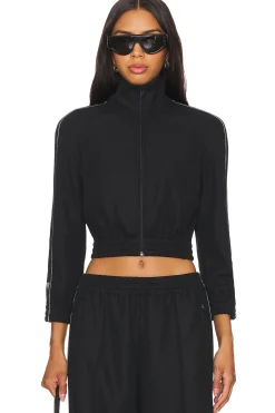 Women Alexander Wang Jackets & Coats>Cropped Track Jacket With Logo Webbing Tape