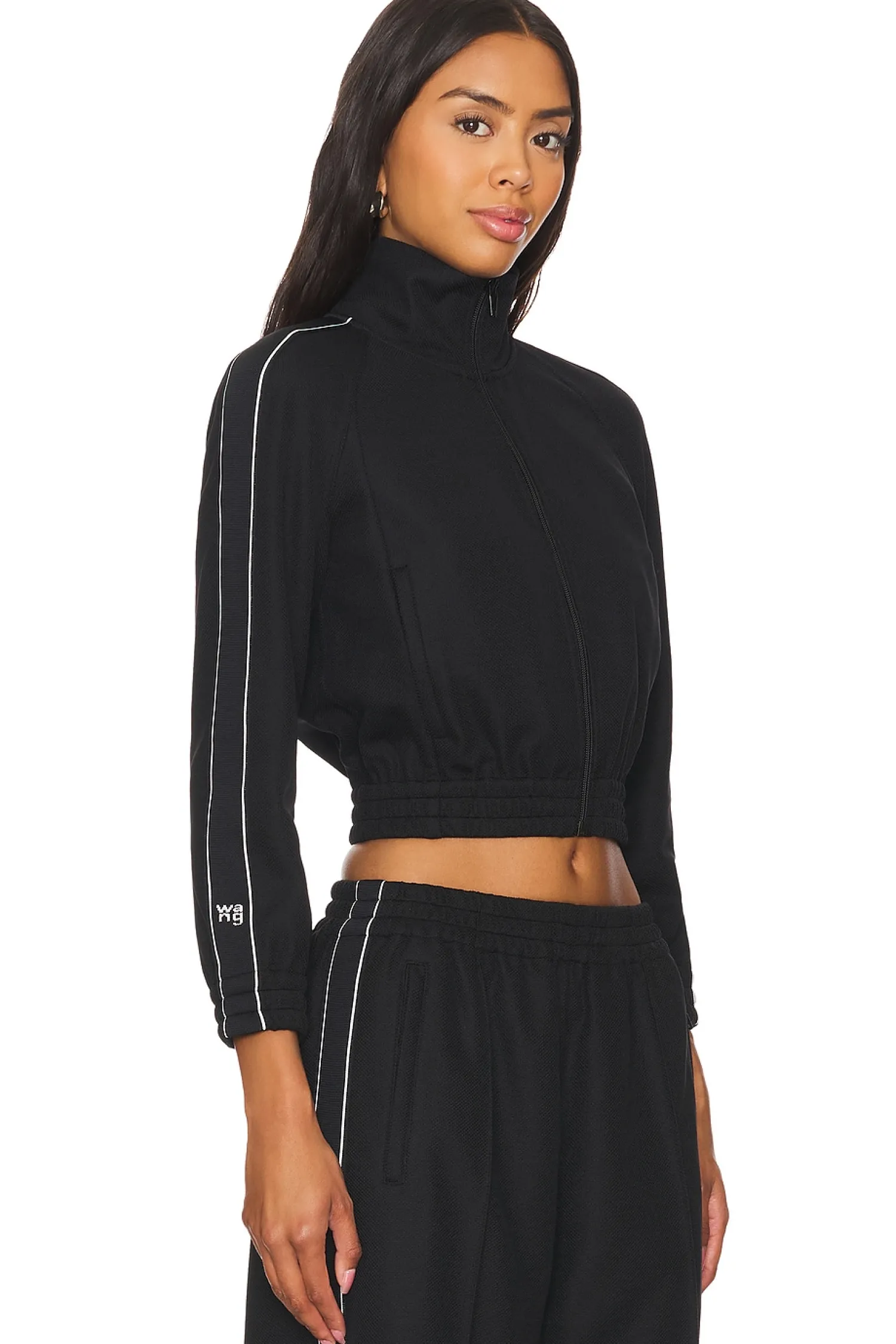 Women Alexander Wang Jackets & Coats>Cropped Track Jacket With Logo Webbing Tape