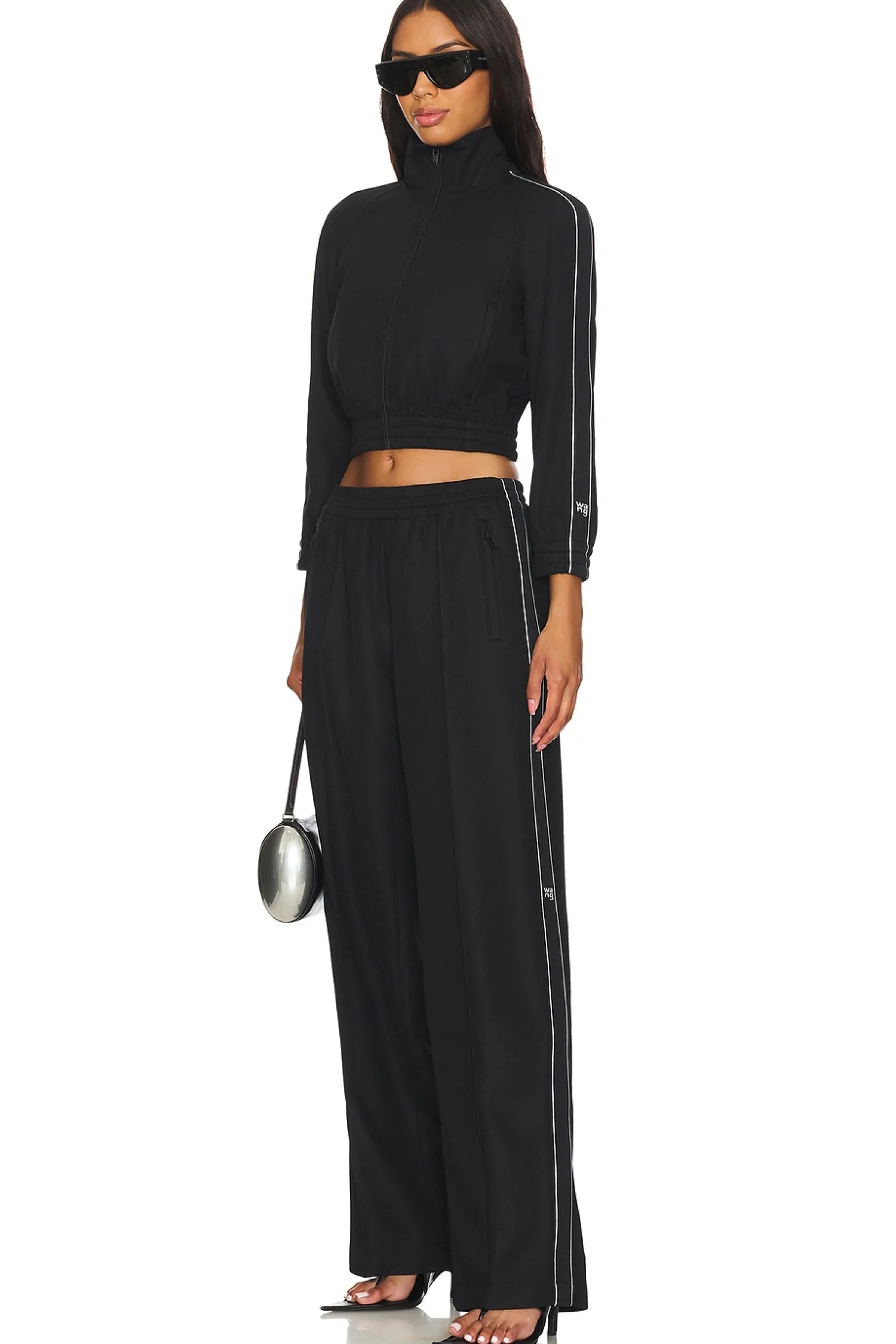 Women Alexander Wang Jackets & Coats>Cropped Track Jacket With Logo Webbing Tape