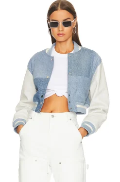 Women EB Denim Jackets & Coats>Cropped Varsity Jacket