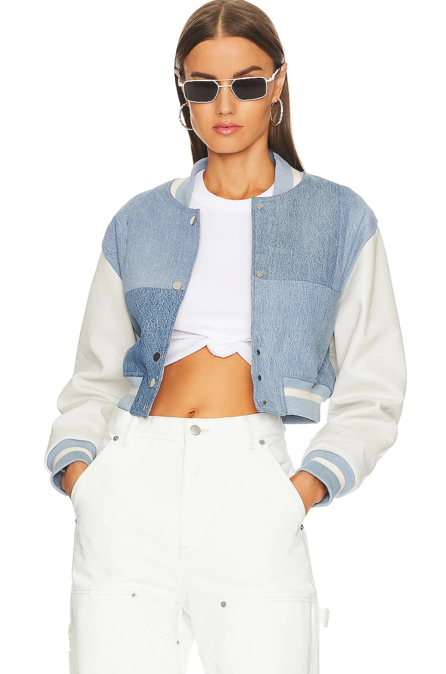 Women EB Denim Jackets & Coats>Cropped Varsity Jacket