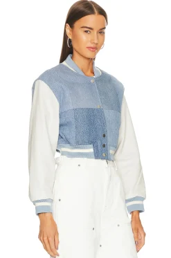 Women EB Denim Jackets & Coats>Cropped Varsity Jacket