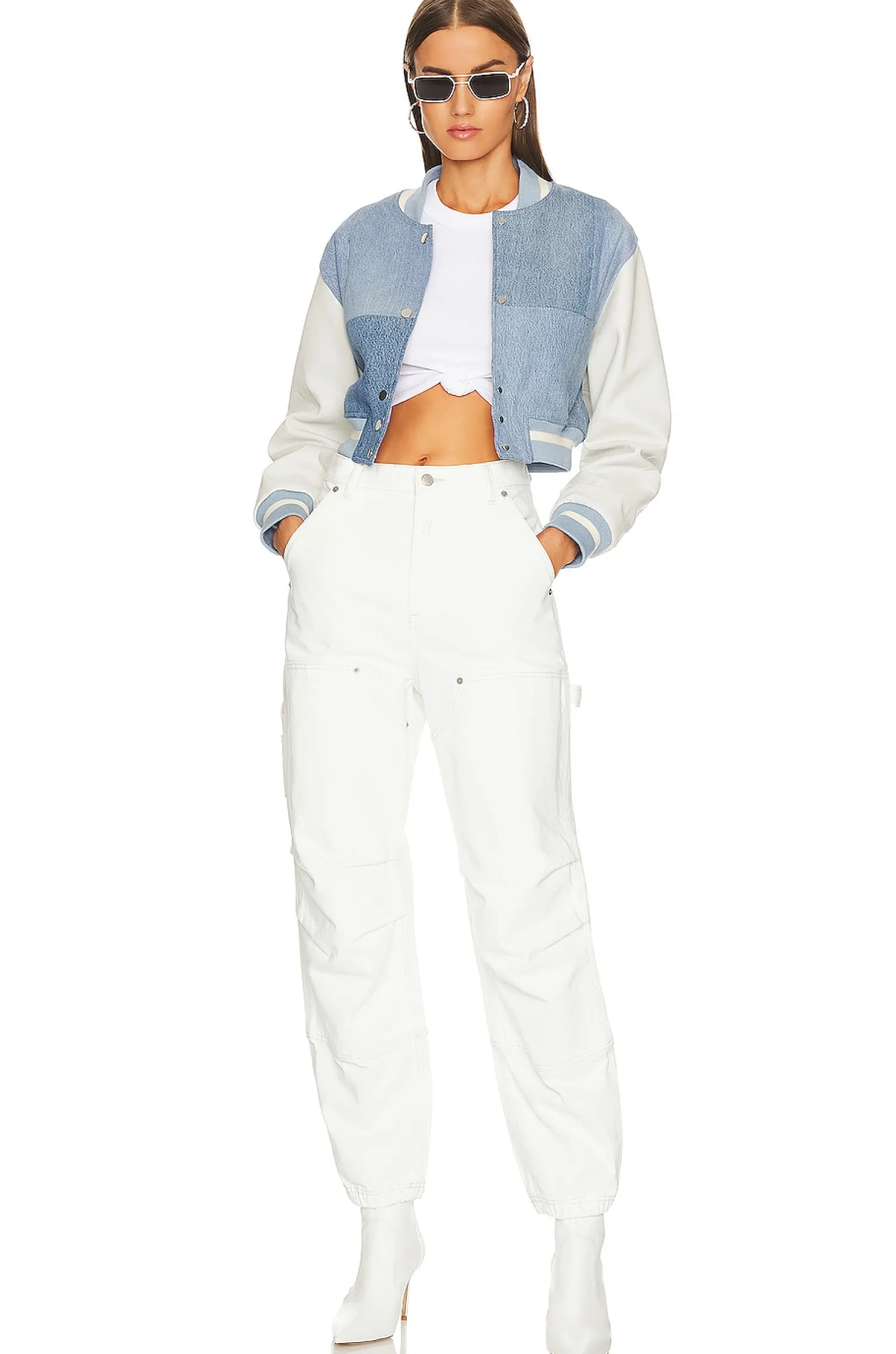 Women EB Denim Jackets & Coats>Cropped Varsity Jacket