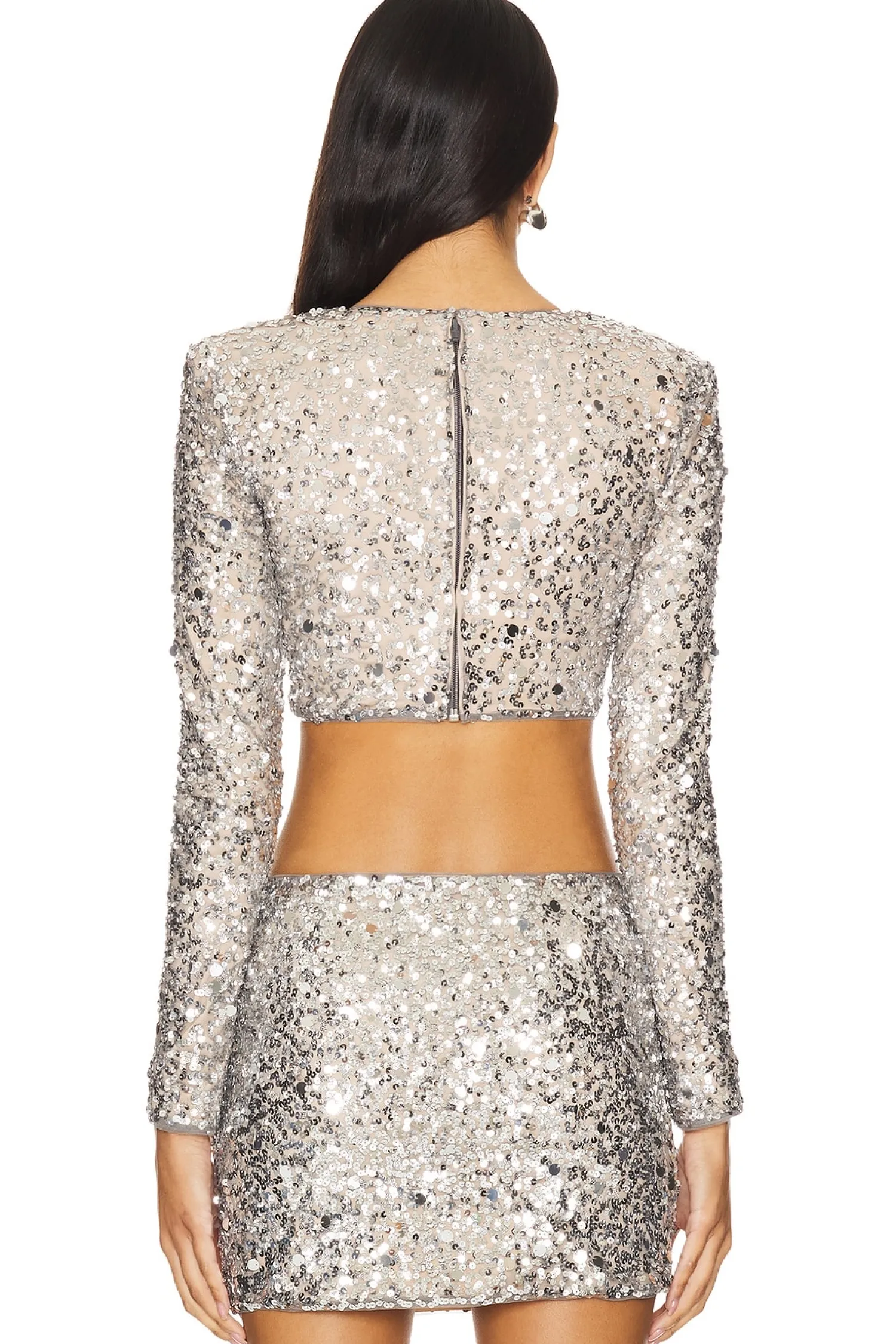 Women Lovers and Friends Matching Sets>Crystal Sequin Cropped Top