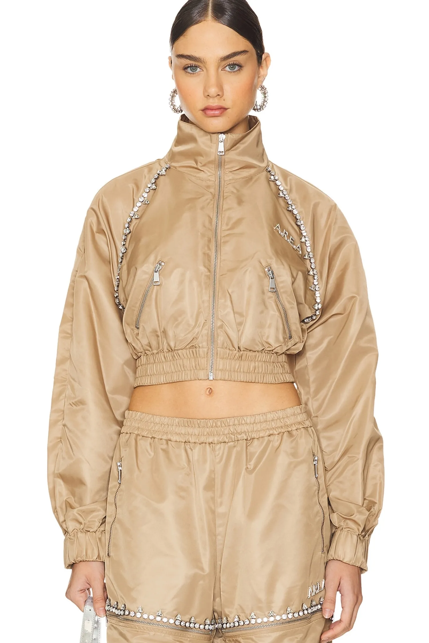 Women AREA Matching Sets|Jackets & Coats>Crystal Trim Track Jacket