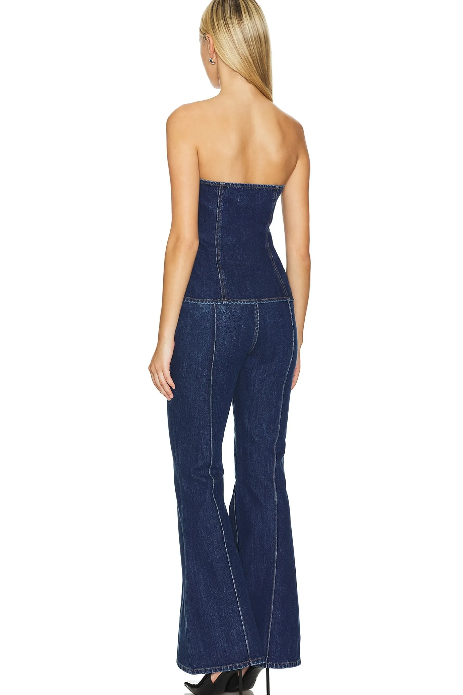 Women self-portrait Jumpsuits>Denim Bandeau Jumpsuit