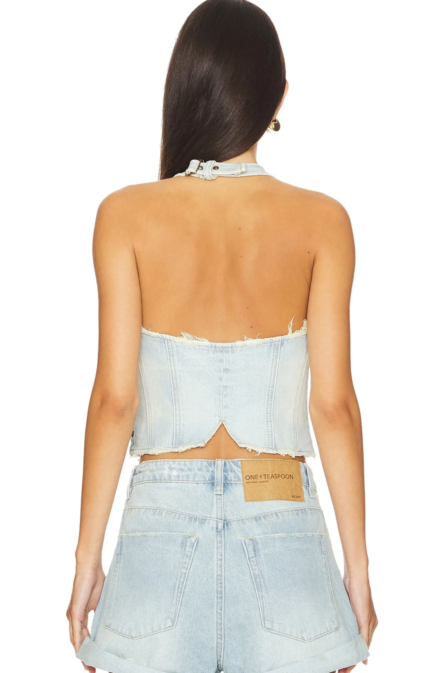 Women One Teaspoon Jackets & Coats>Denim Halter Top