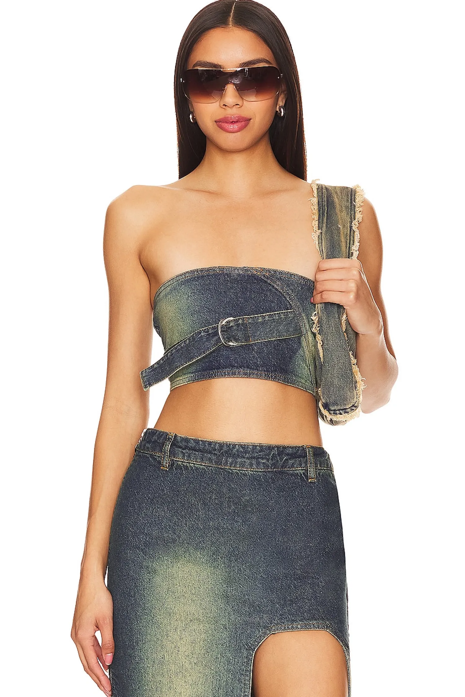 Women Cannari Concept Matching Sets>Denim Top With D-ring