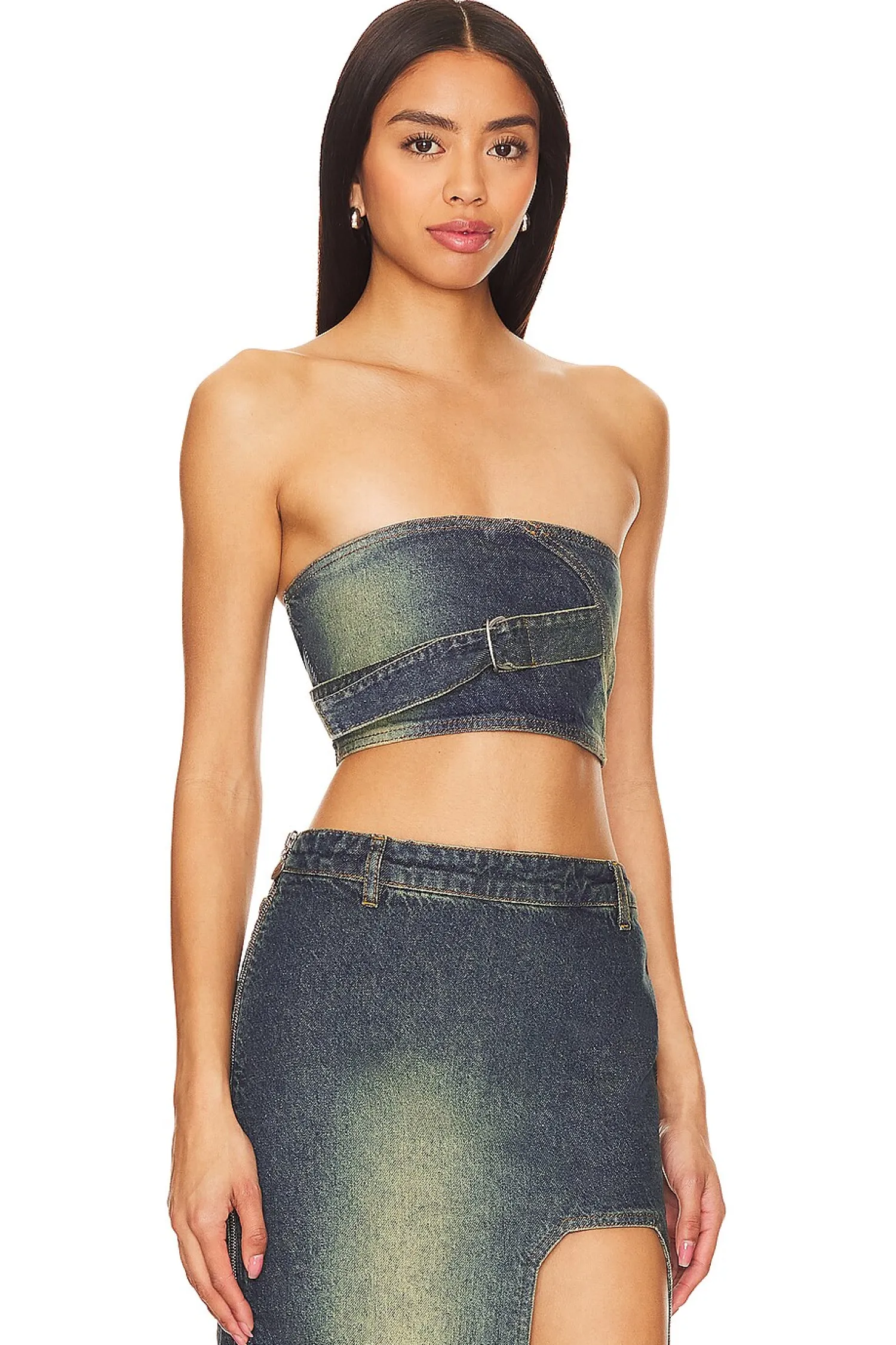 Women Cannari Concept Matching Sets>Denim Top With D-ring