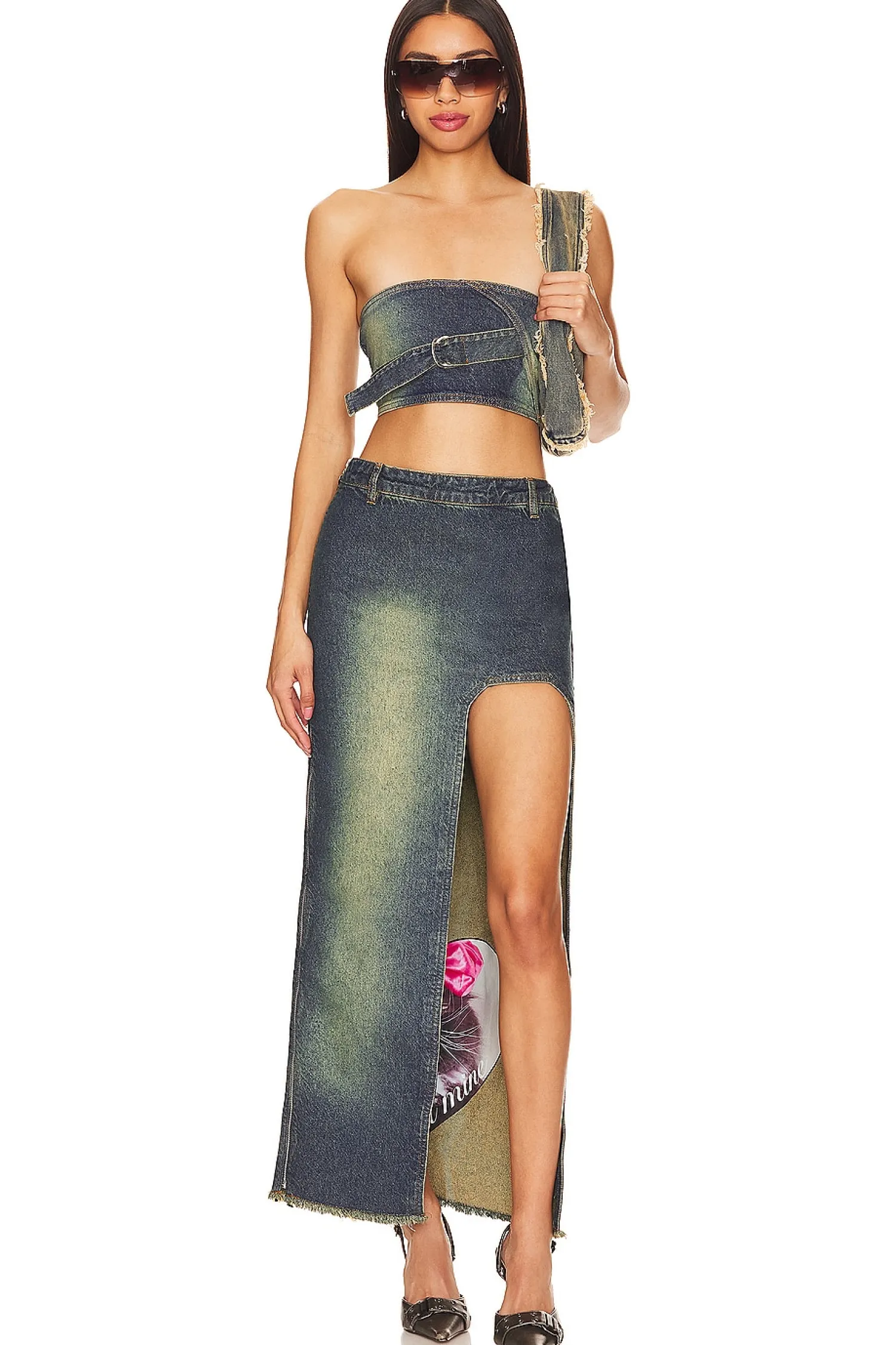 Women Cannari Concept Matching Sets>Denim Top With D-ring
