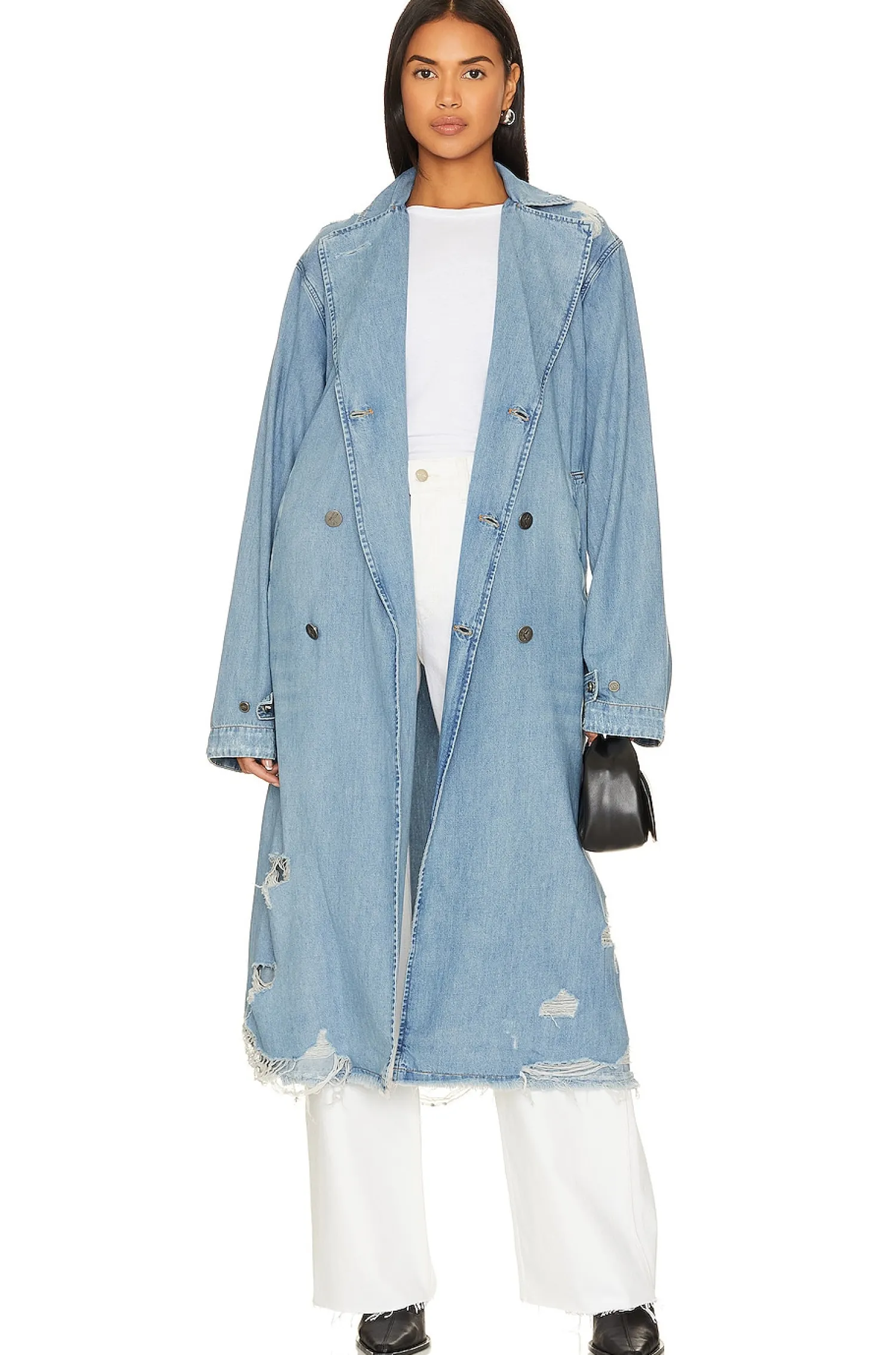 Women One Teaspoon Jackets & Coats>Denim Trench Coat