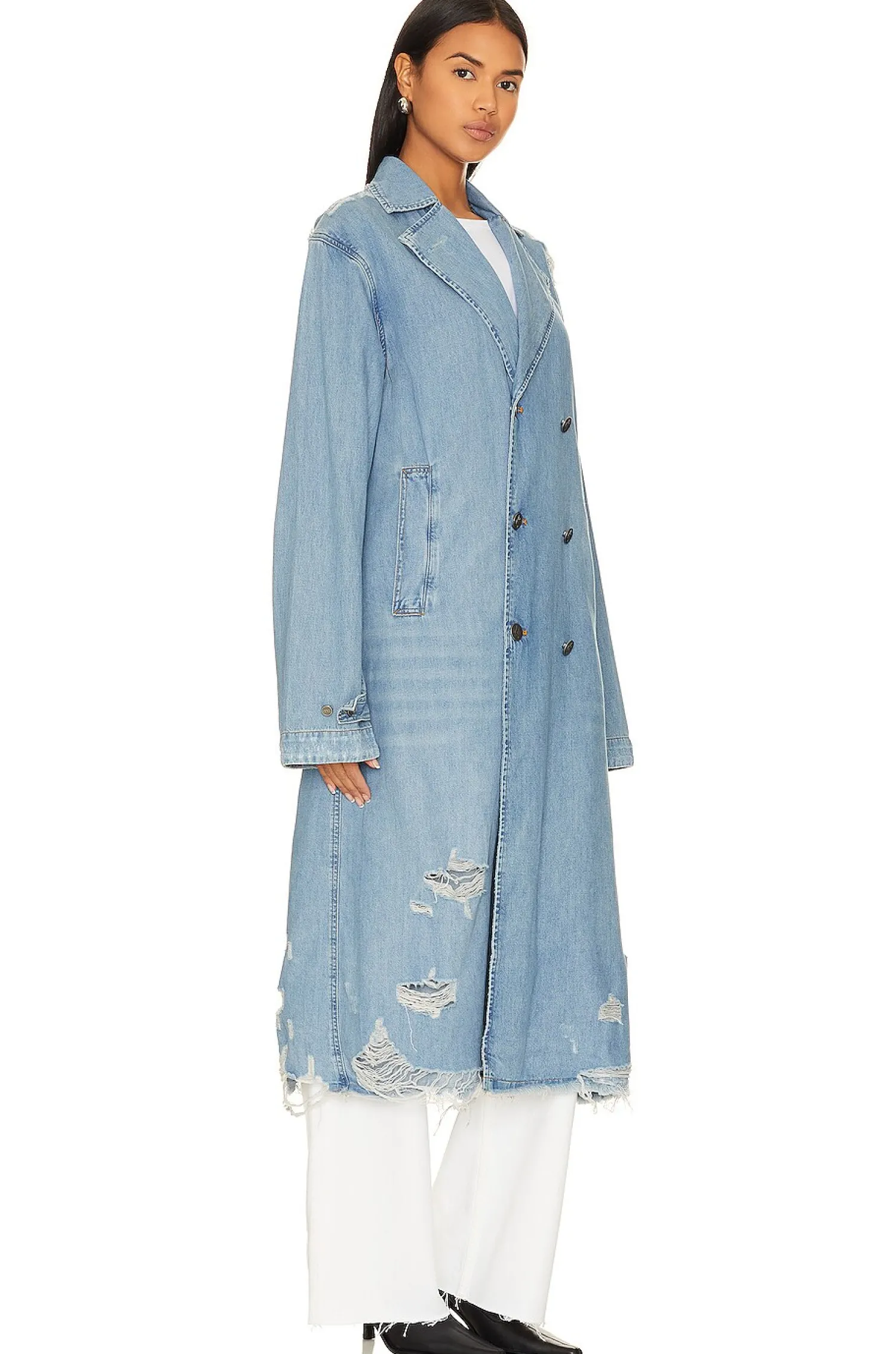 Women One Teaspoon Jackets & Coats>Denim Trench Coat