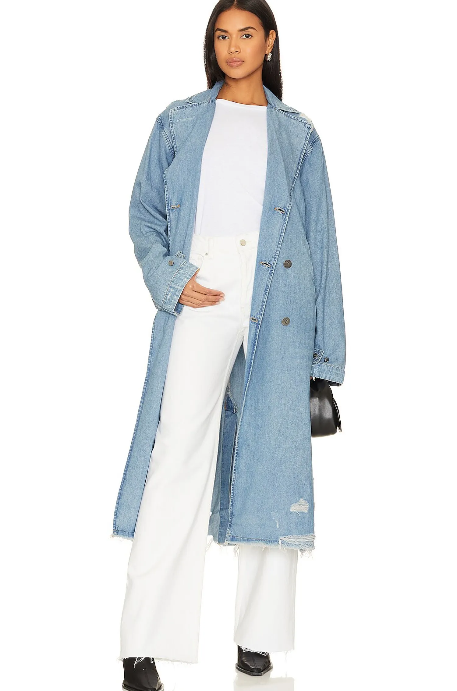 Women One Teaspoon Jackets & Coats>Denim Trench Coat