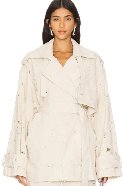 Women Lapointe Jackets & Coats>Denim Trench Short Jacket