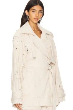 Women Lapointe Jackets & Coats>Denim Trench Short Jacket
