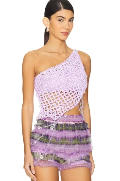Women Susan Fang Matching Sets>Diagonal Crochet Beaded Top