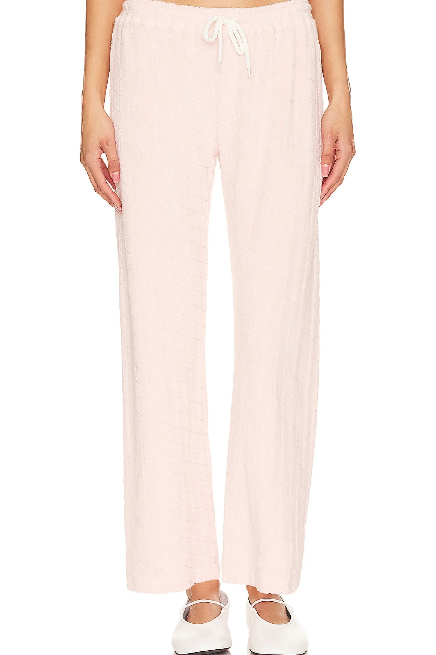 Women MONROW Pants|Loungewear>Diamond Terry Cloth Crop Pant