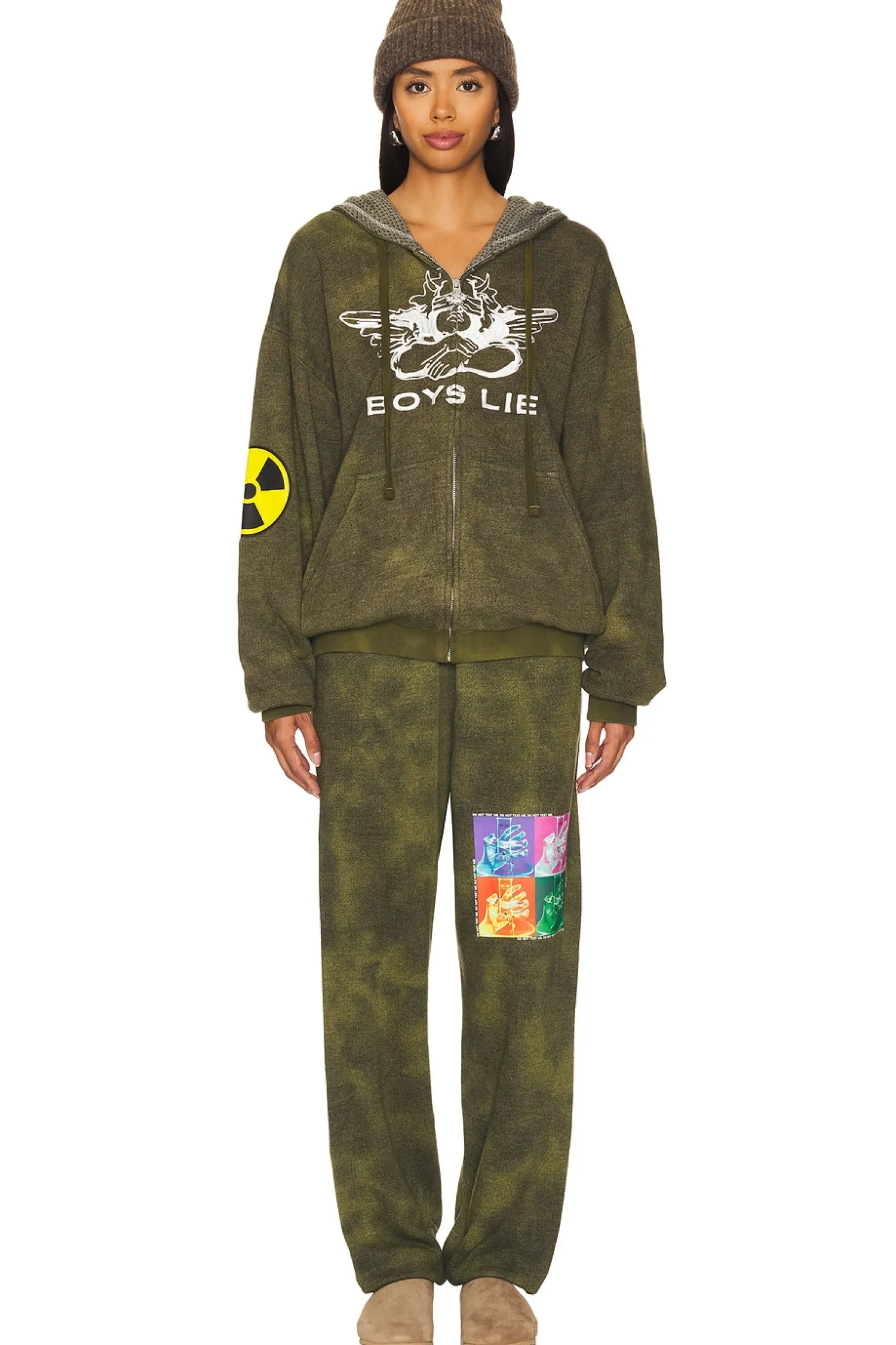 Women Boys Lie Loungewear>Don't Test Me Terry Natural Harley Hoodie