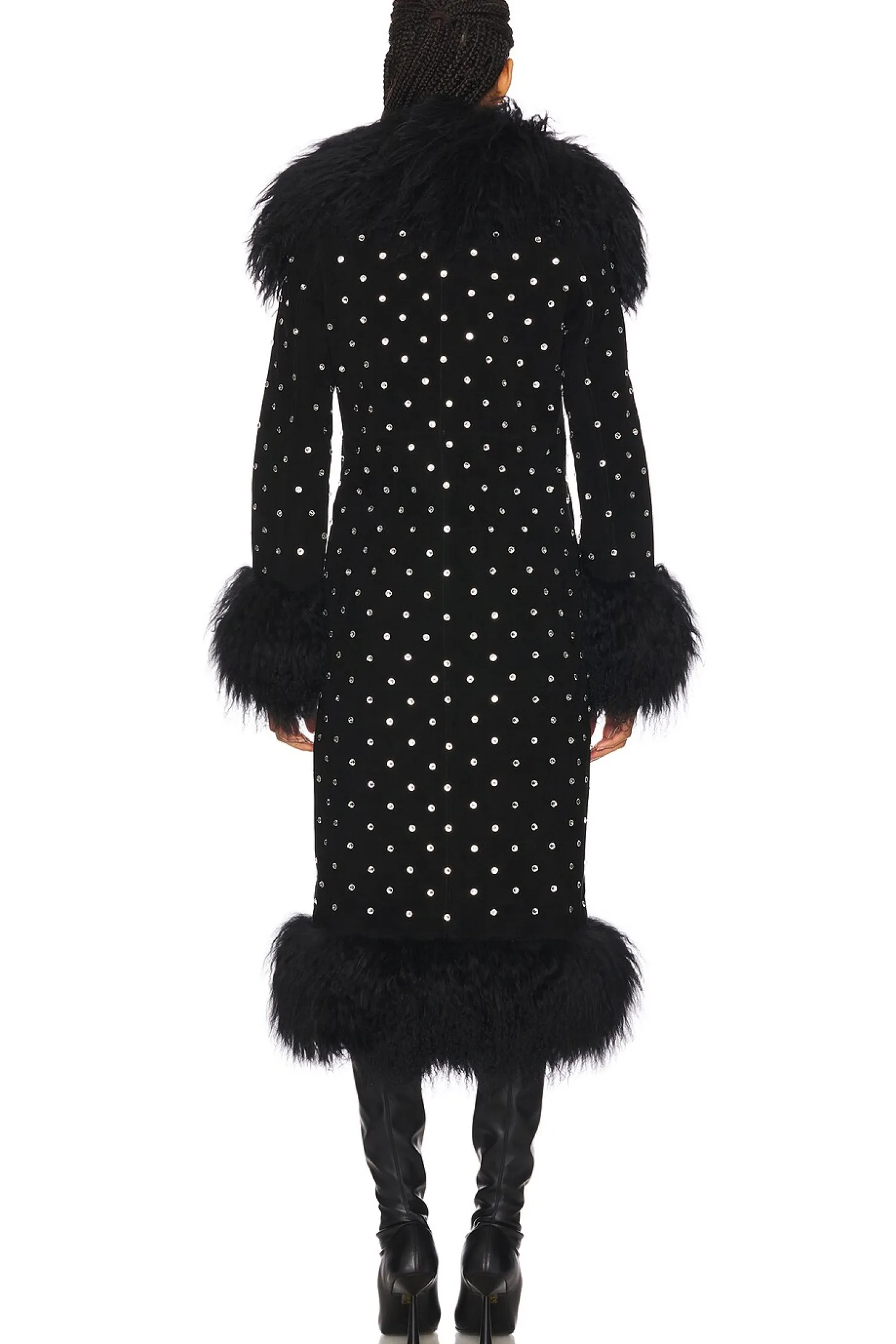 Women Susanna Chow Jackets & Coats>Dorothy Diamante Suede Maxi Coat With Fur Trim