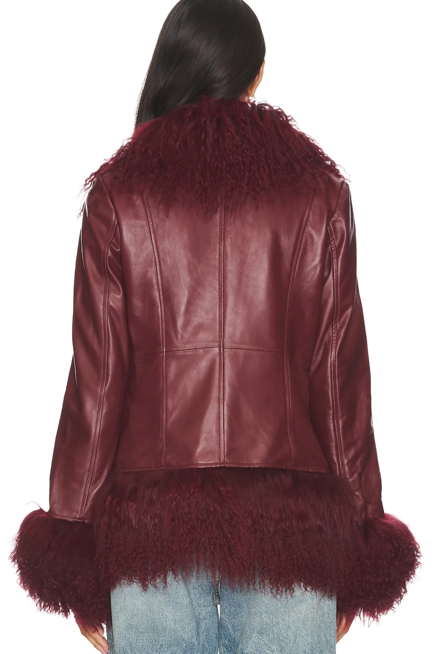 Women Susanna Chow Jackets & Coats>Dorothy Leather Coat With Fur Trim