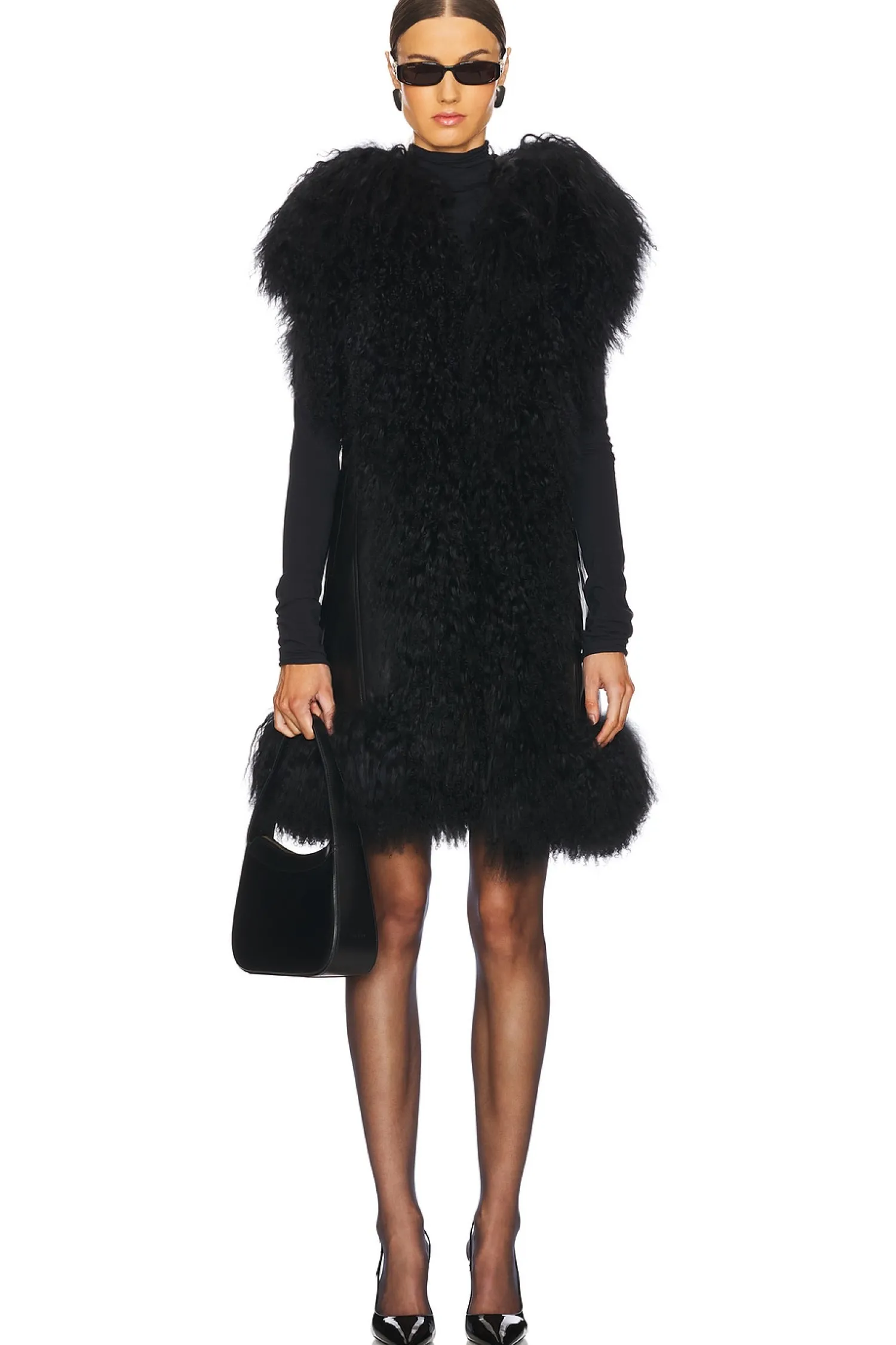 Women Susanna Chow Jackets & Coats>Dorothy Shearling Midi Hooded Vest