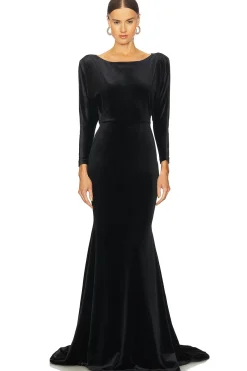 Women Alex Perry Dresses>Draped Open Back Velvet Gown