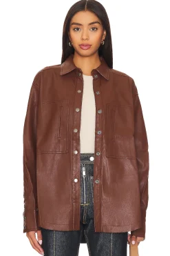Women Free People Jackets & Coats>Easy Rider Faux Leather Shacket