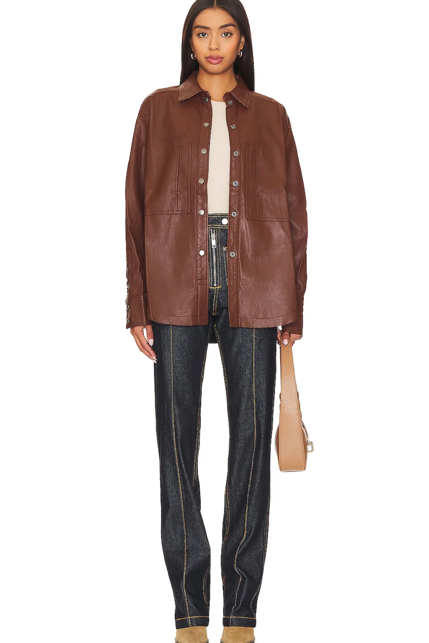 Women Free People Jackets & Coats>Easy Rider Faux Leather Shacket