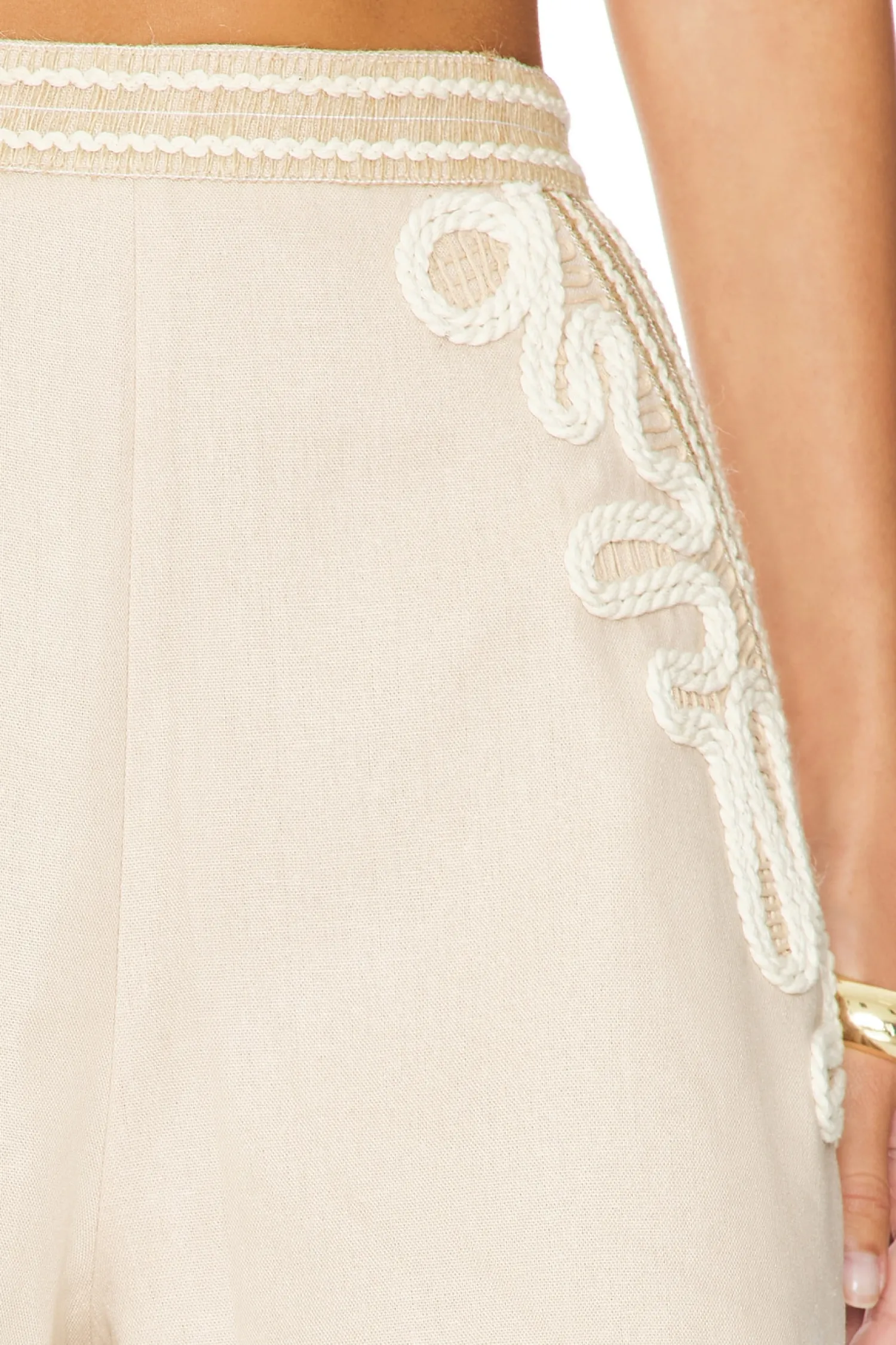 Women PatBO Matching Sets>Embroidered Linen Shorts