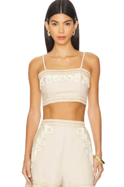 Women PatBO Matching Sets>Embroidered Linen Top