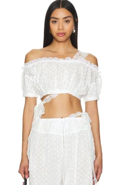 Women Yuhan Wang Lingerie & Sleepwear>Embroidered Ruched Crop Top