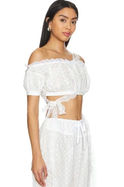 Women Yuhan Wang Lingerie & Sleepwear>Embroidered Ruched Crop Top