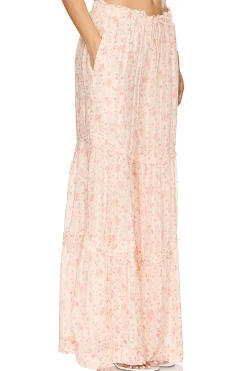 Women Free People Pants>Emmaline Tiered Pull On Pant In Peach Combo